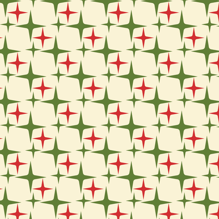 Atomic Christmas Mid Century Modern Stars Retro Xmas Red Green and Cream Small Pattern Coffee Mug Gallery Image 2