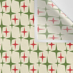 Atomic Christmas Mid Century Modern Stars Retro Xmas Red Green and Cream Small Pattern Wall Tapestry Gallery Image 3