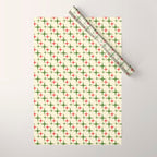 Atomic Christmas Mid Century Modern Stars Retro Xmas Red Green and Cream Small Pattern Wrapping Paper Gallery Image 1