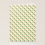 Atomic Christmas Mid Century Modern Stars Retro Xmas Red Green and Cream Small Pattern Stationery Card Gallery Image 2