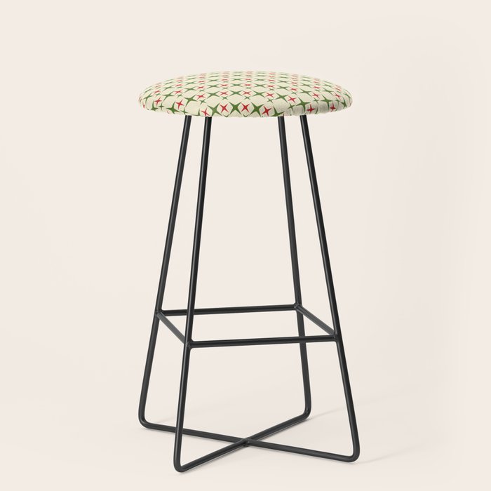 Atomic Christmas Mid Century Modern Stars Retro Xmas Red Green and Cream Small Pattern Stool Gallery Image 1