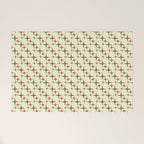 Atomic Christmas Mid Century Modern Stars Retro Xmas Red Green and Cream Small Pattern Welcome Mat Gallery Image 1