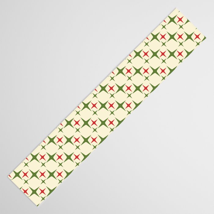 Atomic Christmas Mid Century Modern Stars Retro Xmas Red Green and Cream Small Pattern Table Runner Gallery Image 3