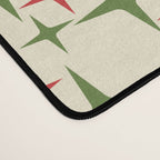 Atomic Christmas Mid Century Modern Stars Retro Xmas Red Green and Cream Small Pattern Desk Mat Gallery Image 4