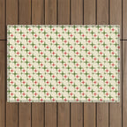 Atomic Christmas Mid Century Modern Stars Retro Xmas Red Green and Cream Small Pattern Outdoor Rug Gallery Image 1