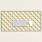 Atomic Christmas Mid Century Modern Stars Retro Xmas Red Green and Cream Small Pattern Desk Mat Gallery Image 1