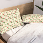 Atomic Christmas Mid Century Modern Stars Retro Xmas Red Green and Cream Small Pattern Pillow Sham Gallery Image 2