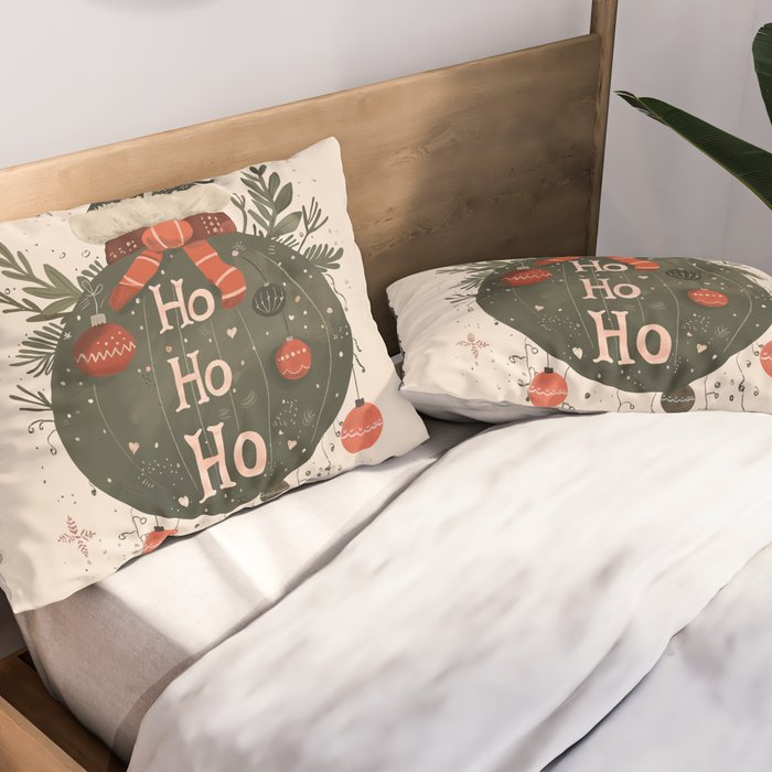 Festive Ho Ho Ho Bauble Pillow Sham Gallery Image 2