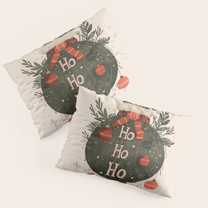 Festive Ho Ho Ho Bauble Pillow Sham Gallery Image 3
