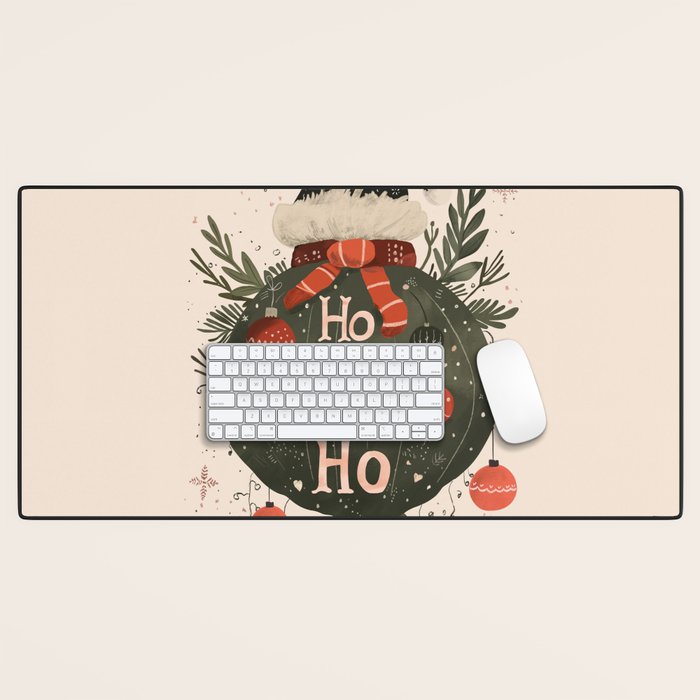 Festive Ho Ho Ho Bauble Desk Mat Gallery Image 1