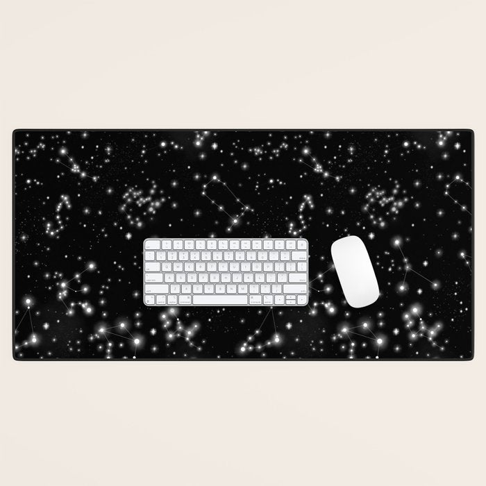 Black Galaxy Constellation Star Pattern Desk Mat Gallery Image 1