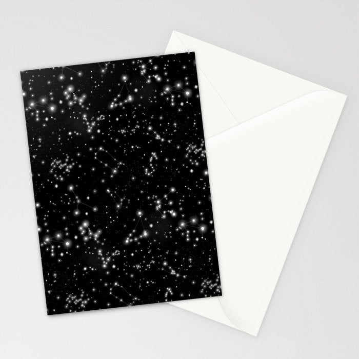 Black Galaxy Constellation Star Pattern Stationery Card Gallery Image 2