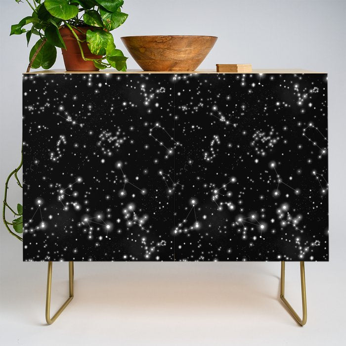 Black Galaxy Constellation Star Pattern Credenza Gallery Image 1
