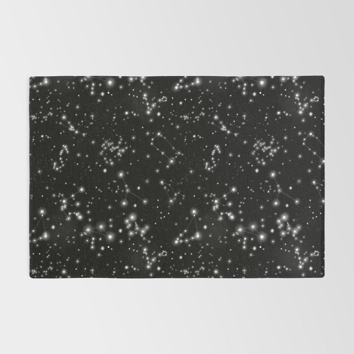 Black Galaxy Constellation Star Pattern Rug Gallery Image 2