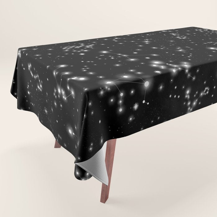 Black Galaxy Constellation Star Pattern Tablecloth Gallery Image 1