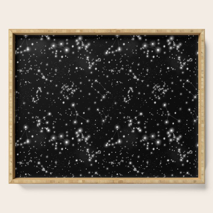 Black Galaxy Constellation Star Pattern Serving Tray Gallery Image 1