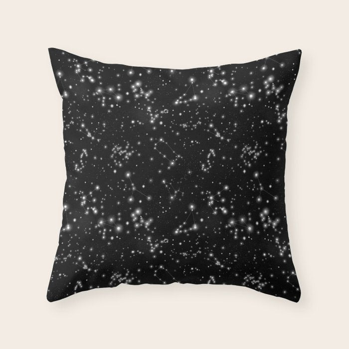 Black Galaxy Constellation Star Pattern Throw Pillow Gallery Image 1