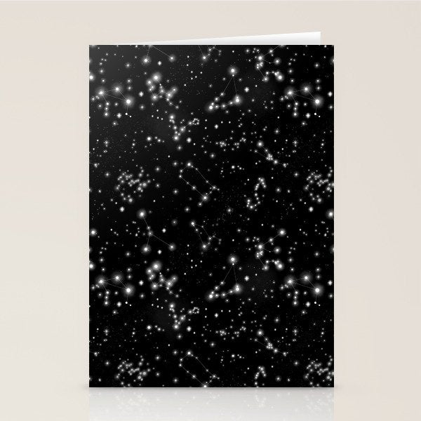 Black Galaxy Constellation Star Pattern Stationery Card Gallery Image 2