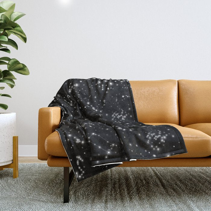 Black Galaxy Constellation Star Pattern Throw Blanket Gallery Image 1