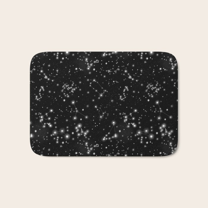 Black Galaxy Constellation Star Pattern Bath Mat Gallery Image 1