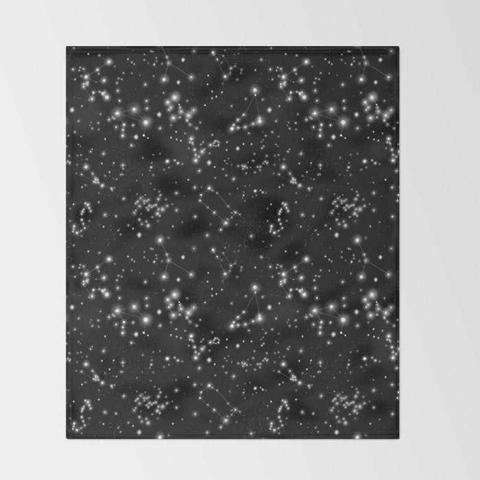 Black Galaxy Constellation Star Pattern Throw Blanket Gallery Image 2