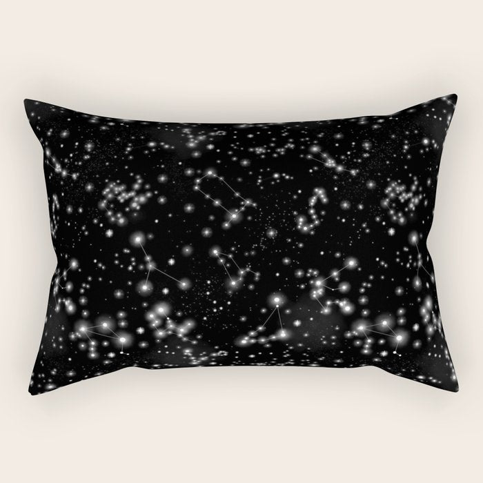 Black Galaxy Constellation Star Pattern Rectangular Pillow Gallery Image 2