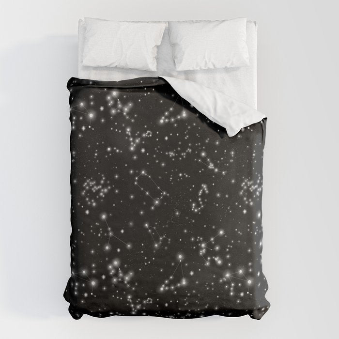 Black Galaxy Constellation Star Pattern Duvet Cover Gallery Image 6