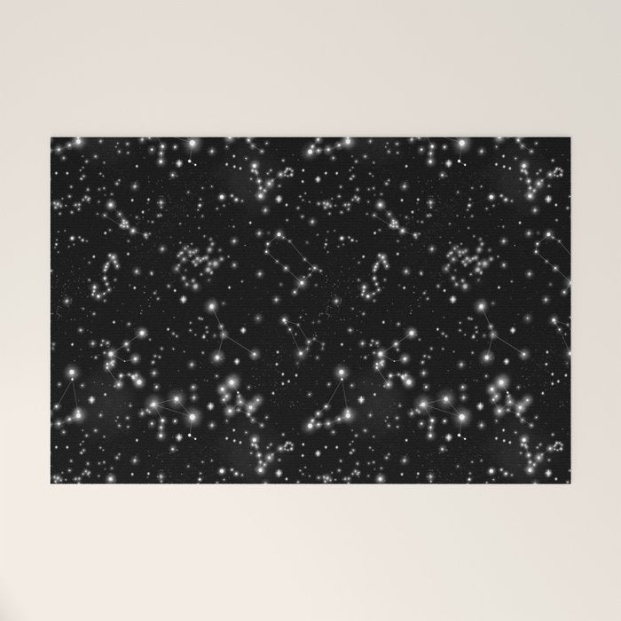Black Galaxy Constellation Star Pattern Welcome Mat Gallery Image 1