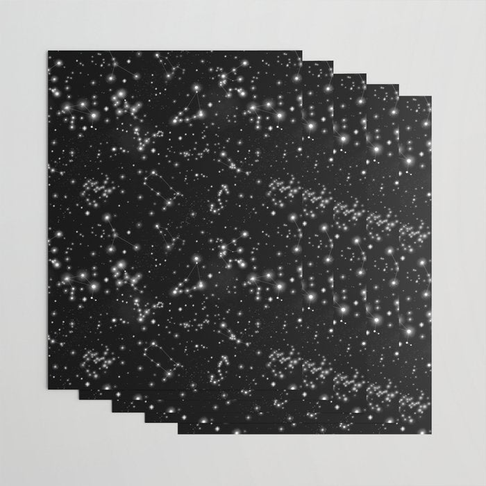 Black Galaxy Constellation Star Pattern Wrapping Paper Gallery Image 3