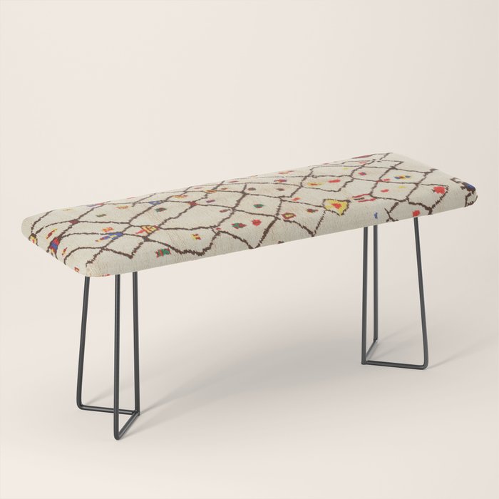 Vintage North African Berber Rug Print Bench Gallery Image 1