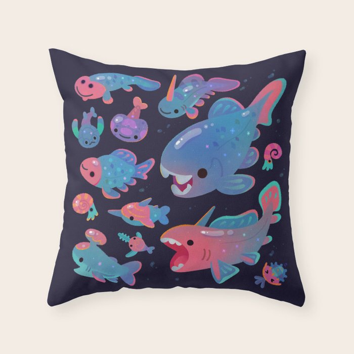 Devonian baby - dark Throw Pillow Gallery Image 1