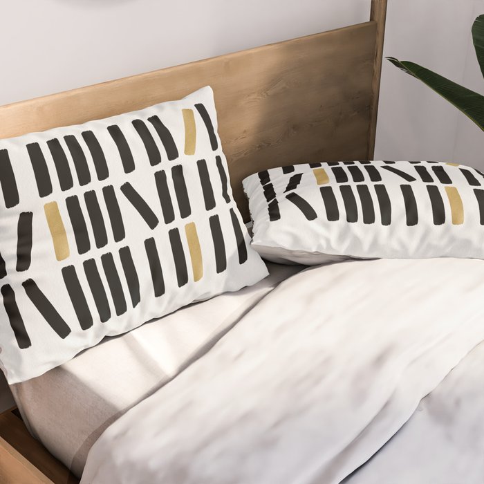 Black and Gold Abstract Pillow Sham Gallery Image 2