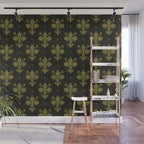 Fleur De Lis In Rich Green Wall Mural Gallery Image 1