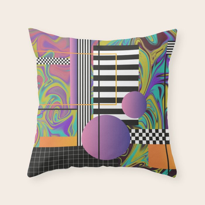 Vaporwave glitch 1 - 80s / 90s Retro Throw Pillow Gallery Image 1