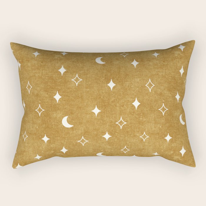 moon and stars - mustard Rectangular Pillow Gallery Image 1