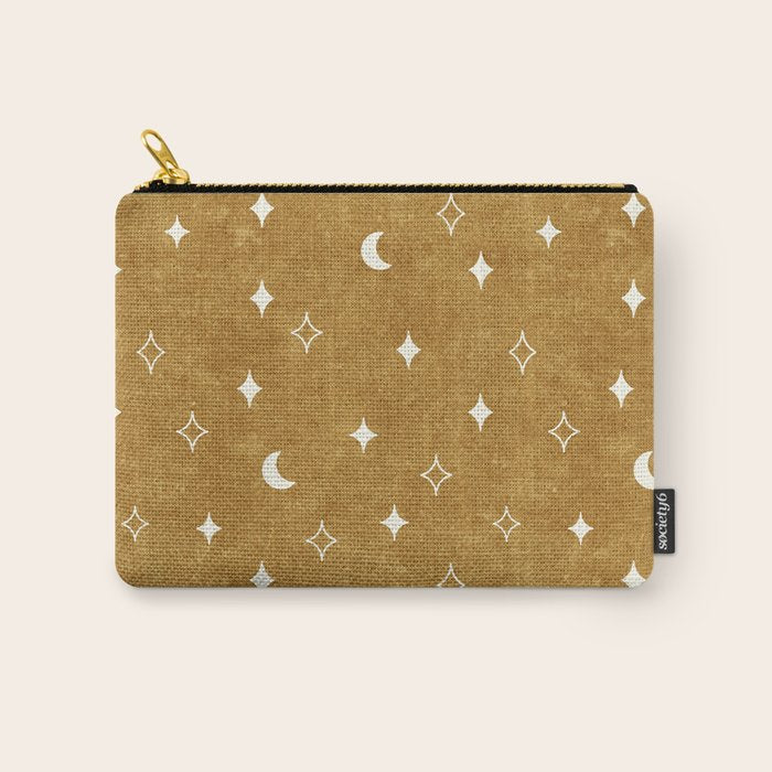 moon and stars - mustard Carry All Pouch Gallery Image 1