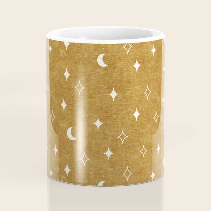 moon and stars - mustard Coffee Mug Gallery Image 4
