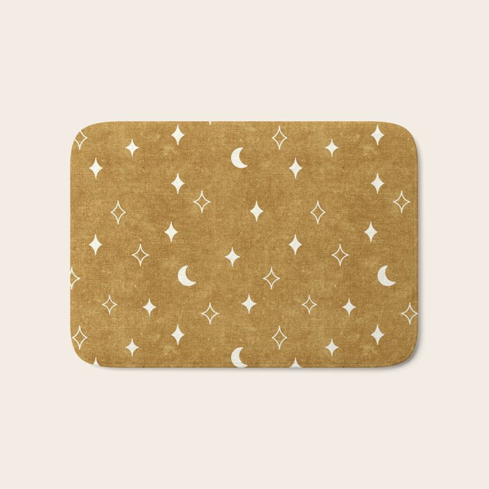 moon and stars - mustard Bath Mat Gallery Image 1