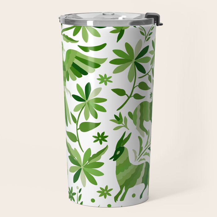 Mexican Otomí Design in Green by Akbaly Travel Mug Gallery Image 2