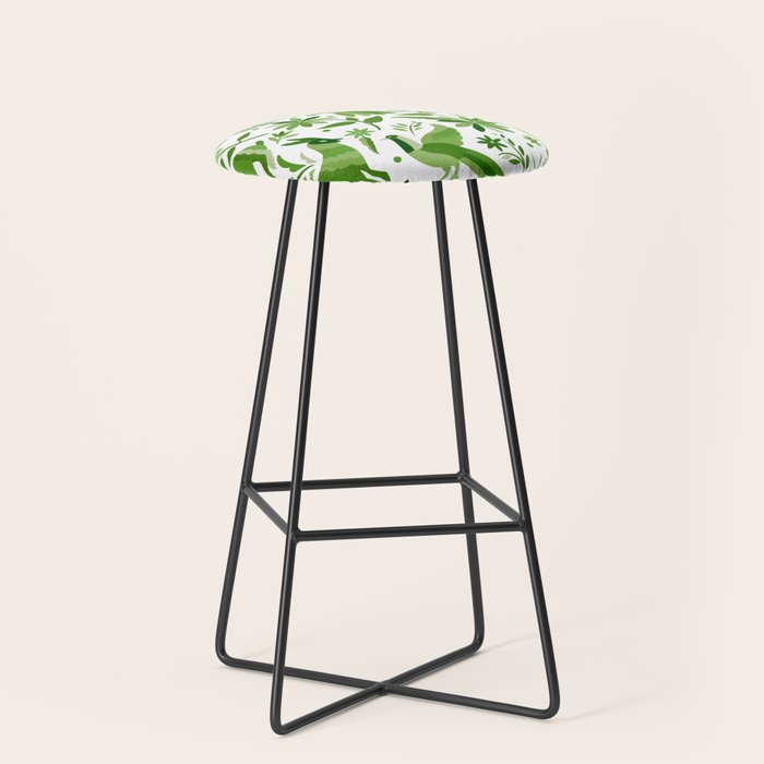 Mexican Otomí Design in Green by Akbaly Stool Gallery Image 1