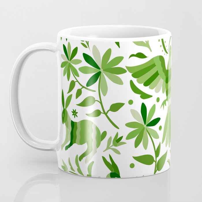 Mexican Otomí Design in Green by Akbaly Coffee Mug Gallery Image 3