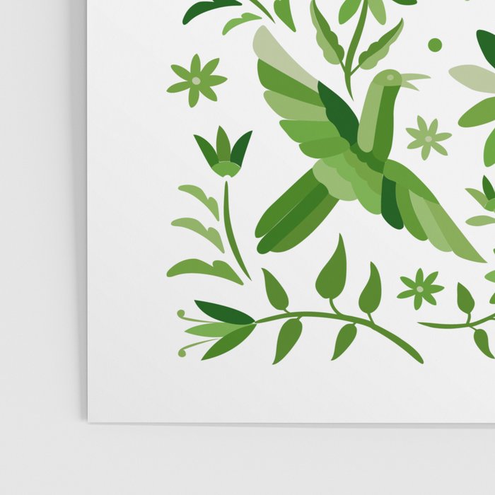 Mexican Otomí Design in Green by Akbaly Poster Gallery Image 3