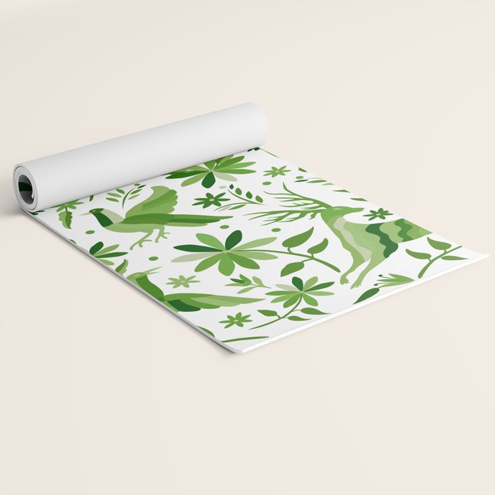 Mexican Otomí Design in Green by Akbaly Yoga Mat Gallery Image 2