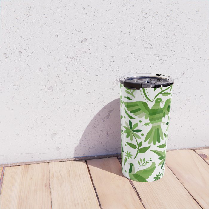 Mexican Otomí Design in Green by Akbaly Travel Mug Gallery Image 4