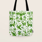 Mexican Otomí Design in Green by Akbaly Tote Bag Gallery Image 1
