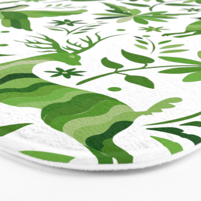 Mexican Otomí Design in Green by Akbaly Bath Mat Gallery Image 3