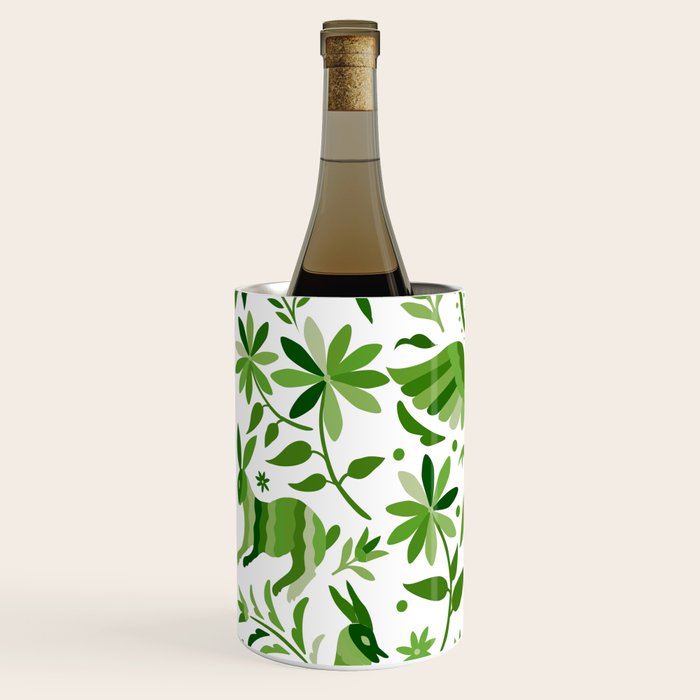 Mexican Otomí Design in Green by Akbaly Wine Chiller Gallery Image 2