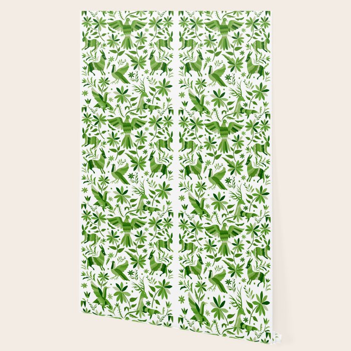 Mexican Otomí Design in Green by Akbaly Wallpaper Gallery Image 2