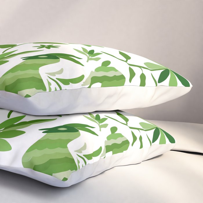 Mexican Otomí Design in Green by Akbaly Pillow Sham Gallery Image 3
