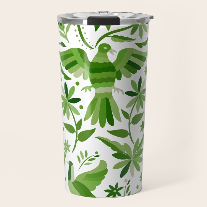 Mexican Otomí Design in Green by Akbaly Travel Mug Gallery Image 1